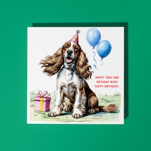 Handgemaakte schattige Engelse cocker-spaniël! Happy Birthday Card Funny Animal Card Animal Lovers Premium wenskaart en envelop