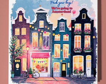 Pack your bags! - We're going to Amsterdam Card -  Funny Premium Greeting Card & Envelope - Personalised card - Couple Family Friend Wife