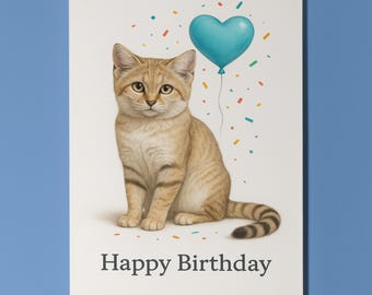Wild Cats Party Collection - Sand Cat  - Happy Birthday Card - Funny Animal - Premium Greeting Card & Envelope - Personalised card - Friend