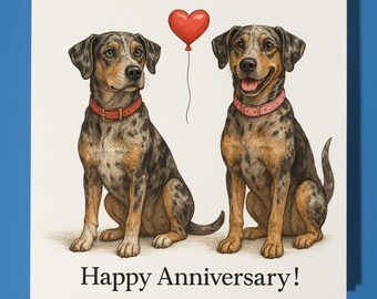 Catahoula  Anniversary Card - Funny Animal - Premium Greeting Card & Envelope - Personalised Dog card - Wife Husband Mum Dad Boyfriend