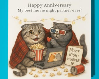 Scottish Fold cats  - Happy Anniversary Card  Funny Animal - Premium Greeting Card Envelope - Personalised Cat card - Husband Boyfriend Wife