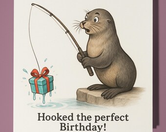 Sea lion Hocked the perfect Birthday Happy Birthday Card - Funny Animal - Premium Greeting Card Envelope - Personalised funny card - friend