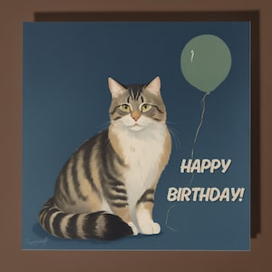 Gatto soriano fatto a mano - Biglietto di auguri personalizzato con gatto - Figlio, sorella, figlia, mamma, papà - Biglietto di auguri di compleanno con animali divertenti - Busta per biglietti di auguri premium
