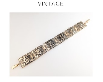 Golden Harmony Vintage Jewellery  The Luxe Chinese Motif Bracelet