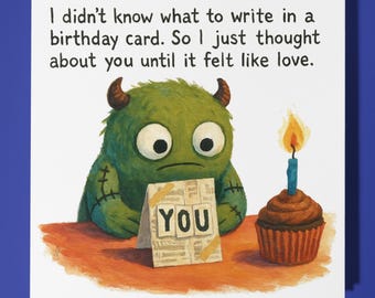 Funny monster - Compassion Collection - Happy Birthday Card - Funny Animals - Premium Greeting Card Envelope Personalised  card - Friend