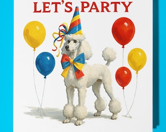 Standard Poodle Dog -  Birthday Card - Personalised Dog card Funny Animal Card Premium - Greeting Card & Envelope Mum Dad Son Sister Friend