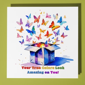 Małe pudełko prezentowe LGBTQ+ Coming out Card - Premium Card Greeting & Envelope - Personalizowana karta z psem - Przyjaciel Partner Siostra Brat Syn