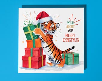 Handmade Cute little tiger cub Merry Christmas To the one I love! Card  Premium Greeting Card White Envelope Merry Christmas and New Year