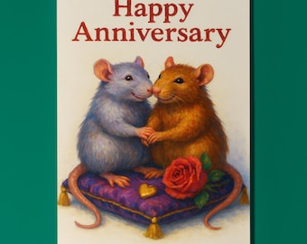 Rats Collection - Love on a Soft Spot - Happy Anniversary Card - Funny Animal - Premium Greeting Card and Envelope - Personalised - Couples