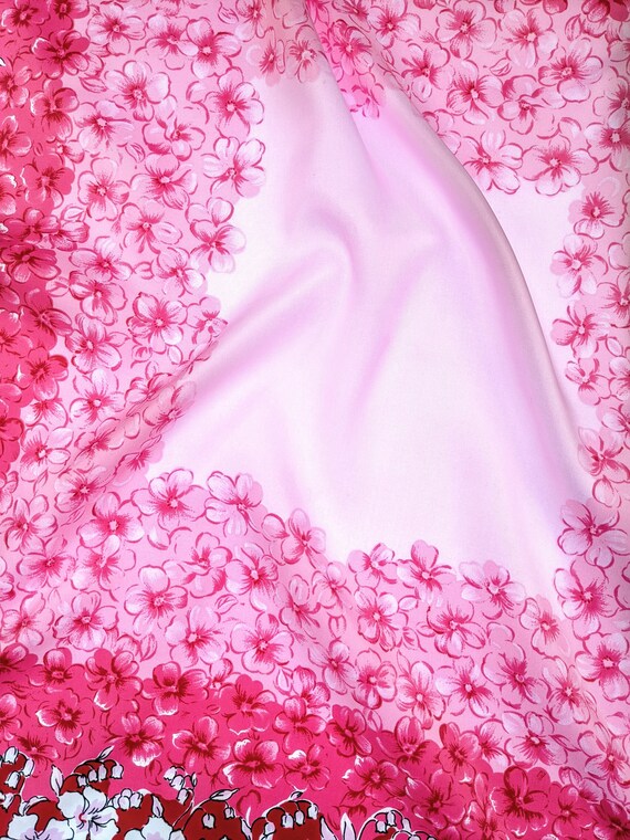 Lovely Vintage French Rose Pink Silky Fabric Scar… - image 6