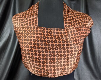 Creamsicle orange, Coffee Colour Pure Silk Long Scarf by Pink Soda 8"x 70"