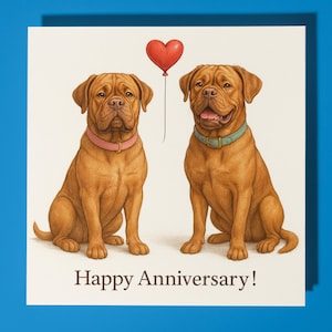 Chiens Dogue de Bordeaux - Carte de joyeux anniversaire Funny Animal - Enveloppe de carte de voeux premium - Carte de chien personnalisée - Mari petit ami