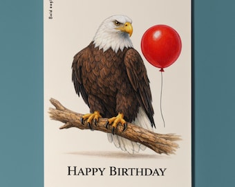 Animal Hugs Series Bald Eagle: Flying high Happy Birthday Card  Premium Greeting Card Envelope Personalised Friends Family members