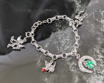 Lovely Silver-tone good Luck and Love Sterling Silver Clasp Charm Bracelet