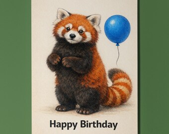 Animal Hugs Collection Red Panda High Five Happy Birthday Card Premium Greeting Card Envelope Personalised Friends Family members Daughter