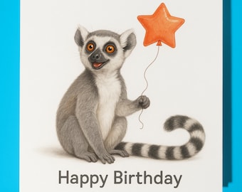 Animal Hugs Collection - Pogo Paws Lemur - Birthday Card - Funny Animal - Premium Greeting Card Envelope - Personalised card - Friend