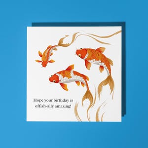 Peixe Koi feito à mão Espero que seu aniversário seja realmente incrível Cartão de aniversário Cartão engraçado de animais Amantes de animais Cartão de felicitações premium Envelope