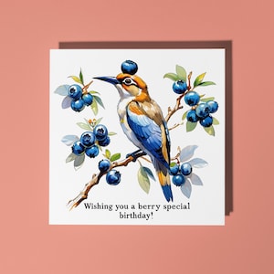 Handgemaakte vogel bosbessen Ik wens je een speciaal bes Happy Birthday Card Funny Animal Card Animal Lovers Premium wenskaart en envelop