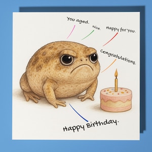 Animal Hugs Collection - Grumpy Desert rain frog - Happy Birthday Card - Funny Animal - Premium Greeting Card Envelope - Personalised card