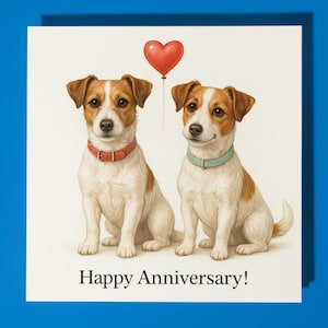 Jack Russell Terrier Dogs - Happy Anniversary Card Funny Animal - Premiumwenskaart en envelop - Gepersonaliseerde hondenkaart - Echtgenoot