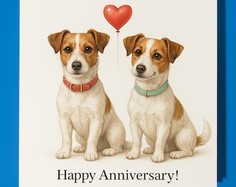 Jack Russell Terrier  Dogs - Happy Anniversary Card  Funny Animal - Premium Greeting Card & Envelope - Personalised Dog card - Husband
