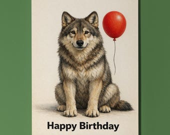 Animal Hugs Collection Wolf: Leader of the Birthday Pack  Happy Birthday Card  Premium Greeting Card  Envelope Personalised - Friends Dad