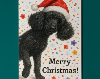 Poodle Dog - Don’t Look Away - Merry Christmas Card - Funny Dog Breeds - Premium Greeting Card & Envelope Personalised card - Friend Family
