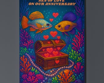 Rainbow Fish Parade Collection - Sailfin Molly Fish - Anniversary Card - Funny Animal - Premium Greeting Card & Envelope - Personalised card