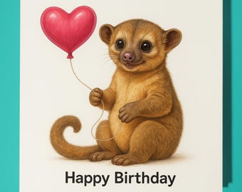 Animal Hugs Collection - Bounce-a-jou Kinkajou - Birthday Card - Funny Animal - Premium Greeting Card Envelope - Personalised card - Friend