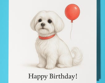 Dog Breeds Collection - Maltese Dog - Happy Birthday Card - Funny Animal - Premium Greeting Card & Envelope - Personalised card - Friend