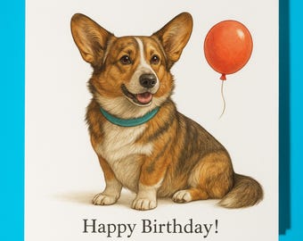 Dog Breeds Collection - Welsh Corgi Dog - Happy Birthday Card - Funny Animal - Premium Greeting Card & Envelope - Personalised Dog card