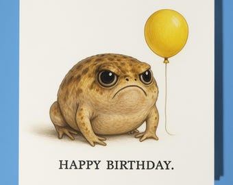 Animal Hugs Collection - The Balloon Resister frog - Happy Birthday Card - Funny Animal - Premium Greeting Card Envelope - Personalised card