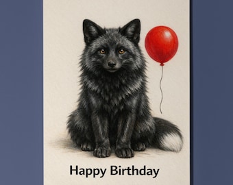 Animal Hugs Collection Silver Fox Stay Foxy It's Your Day Happy Birthday Card  Premium Greeting Card  Envelope Personalised - Friends Family