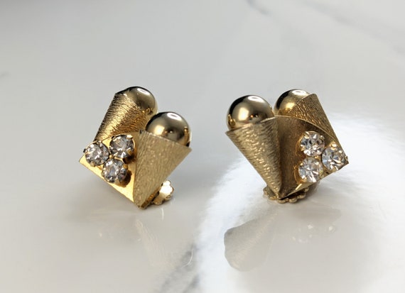 Lovely Vintage Jewellery Gold-tone Rhinestone Cli… - image 8