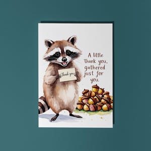 Raton laveur mignon fait main Un petit merci juste pour vous Carte de remerciement Carte animal drôle Carte de voeux premium pour amoureux des animaux Enveloppe