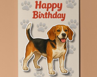 Beagle Dog - Dog Breeds - Pop Pets 3D Collection - Birthday Card - Funny Animal - Premium Quality Greeting Card & Envelope Personalised card