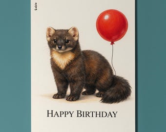 Animal Hugs Series Sable: Soft & Serene Happy Birthday Card Premium quality Greeting Card and Envelope Personalised Forest Woodland Creature