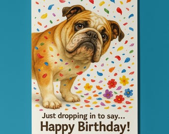 Dog Breeds Collection - Don’t Look Away - Bulldog Dog - Birthday Card - Funny Animal - Premium Greeting Card & Envelope - Personalised card
