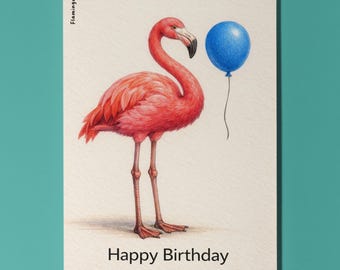 Animal Hugs Collection Flamingo: Stand tall Happy Birthday Card Premium Greeting Card and Envelope Personalised Friends Family members