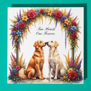 Due Labrador Retriever biglietto di anniversario - Animale divertente - Biglietto di auguri premium e busta - Biglietto personalizzato per cani - Moglie Marito Mamma Papà