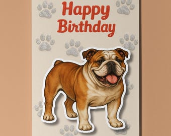 English Bulldog Dog Breeds - Pop Pets 3D Collection - Birthday Card - Funny Animal Premium Quality Greeting Card Envelope Personalised card