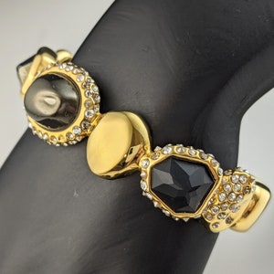Beautiful Vintage Jewellery Gold-tone Rhinestone Cuff Bracelet