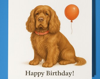 Dog Breeds Collection - Sussex Spaniel Dog - Happy Birthday Card - Funny Animal - Premium Greeting Card & Envelope - Personalised card