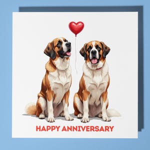 Sint-bernardhonden rood hart - gelukkige verjaardag - kaart grappig dier - premium wenskaart en envelop - gepersonaliseerde hondenkaart - echtgenote echtgenoot