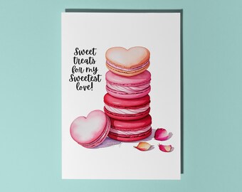 Handmade Sweet Macarons Sweets treats for my sweetest love! Love Card Premium Greeting Card & Envelope