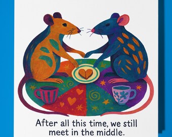 Rats - We still meet in the middle! - Happy Anniversary Card - Funny Animal - Premium Greeting Card Envelope - Personalised card - Husband