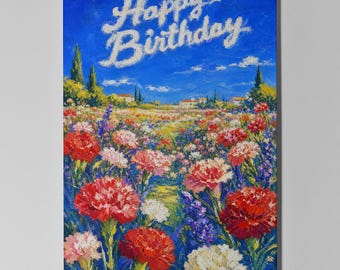 Carnation Floral Birthday Card, Personalised Flower Greeting Card, Botanical Art