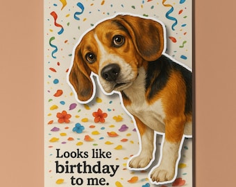 Beagle Dog - Dog Breeds - Pop Pets 3D Collection - Looks like birthday Birthday Card Funny dog  Premium Greeting Card Envelope Personalised
