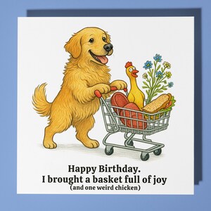 Fine Art Funnies Collection - Golden Retriever - Happy Birthday Card - Premium Greeting Card and Envelope - Personalised funny card - Friend