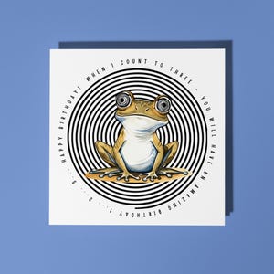 Hypnotiseur drôle de grenouille fait main, vous aurez Carte de joyeux anniversaire Carte d'animal drôle Carte de voeux premium pour amoureux des animaux avec enveloppe blanche